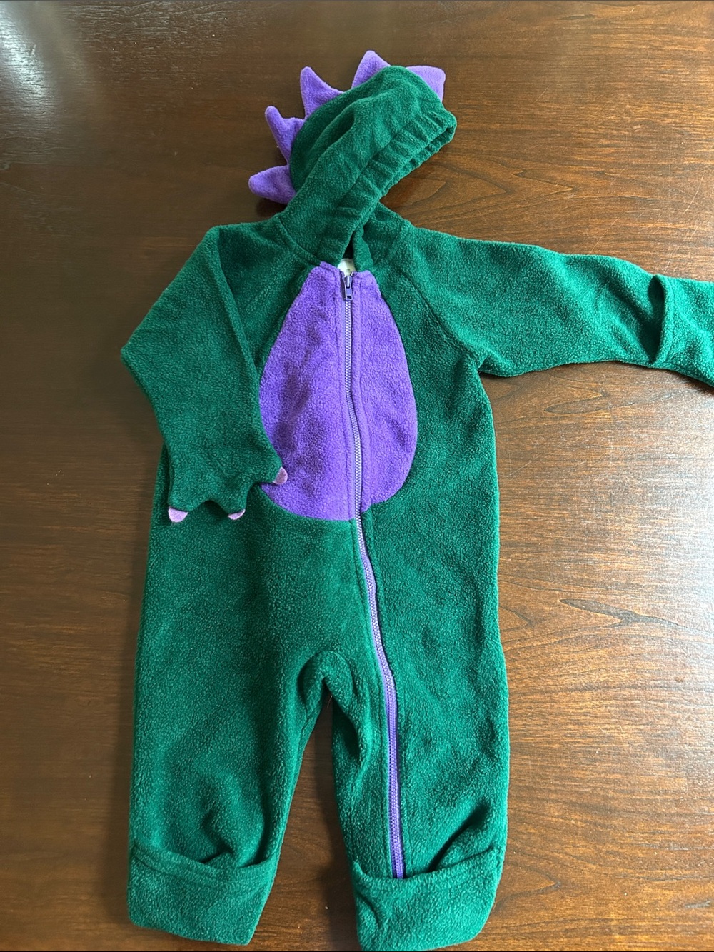 Lands End fleece dinosaur costume onesie bunting